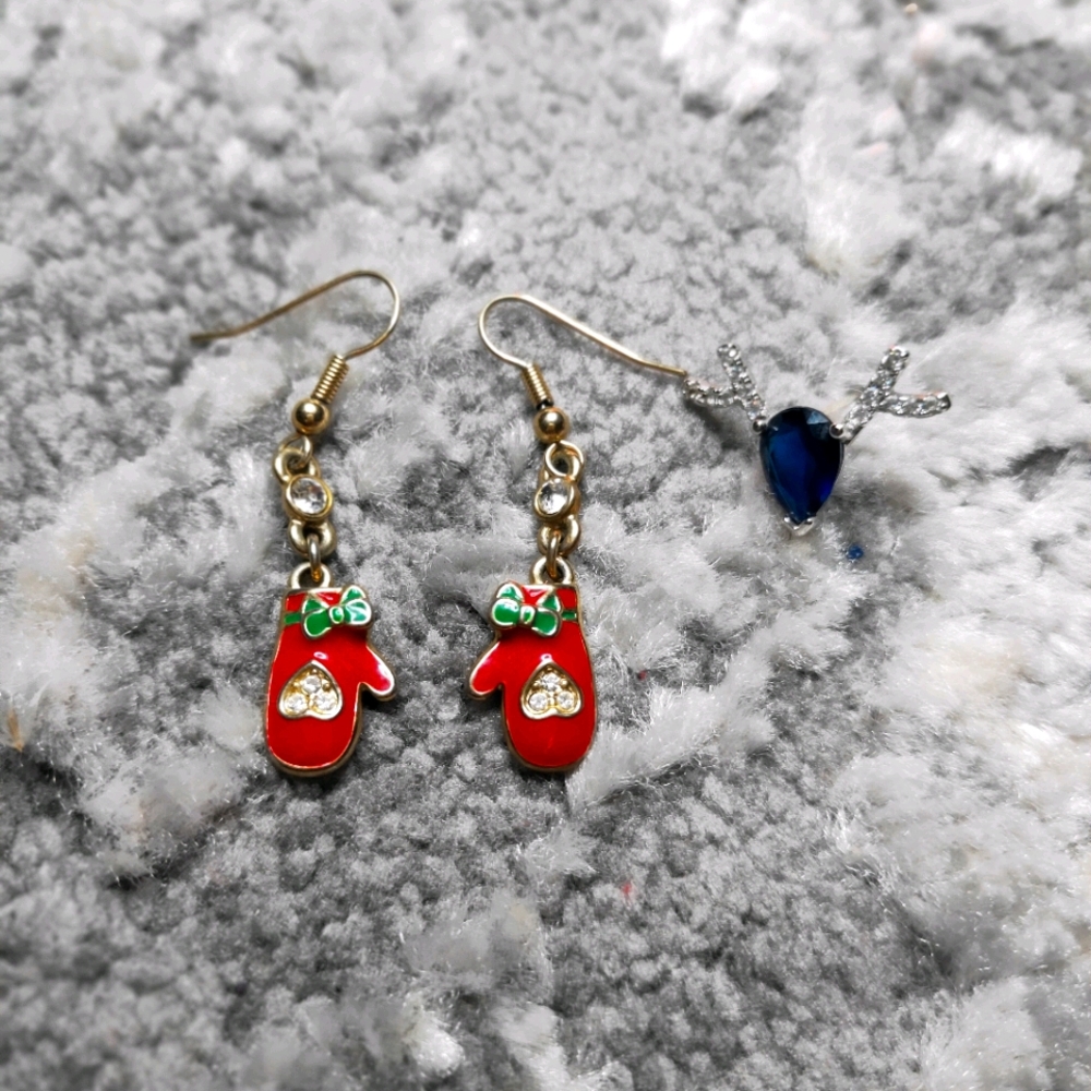 Xmas/Winter design earrings with a gift